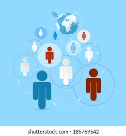 Vector Paper People in Circles - Social Media Connection Symbols