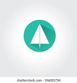 vector paper plane icon. origami airplane symbol with long shadow on stylish  background. 