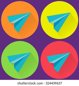 Vector Paper Plane Icon Symbol Set