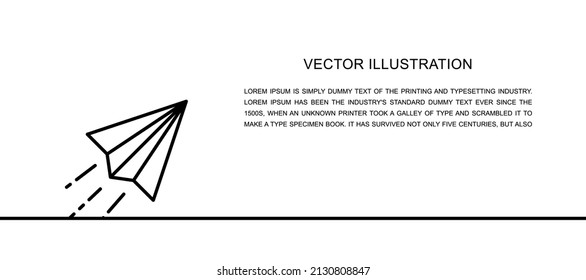 Plano de papel vectorial, icono de una línea del avión origami. Una línea continua
