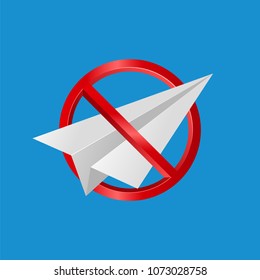 vector paper plane, telegram blocked symbol 