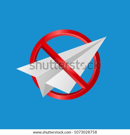 vector paper plane, telegram blocked symbol 
