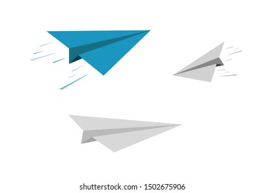 vector paper planes set on white background