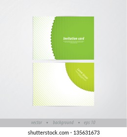 Vector paper presentation / invitation cards in retro style. Soft stripped cards with space for your text. Modern design presentation for your company or website. Natural green colors.