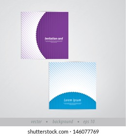Vector paper presentation / invitation cards in retro style. Soft stripped cards with space for your text. Modern design presentation for your company or website. Fresh solid corporate colors. 