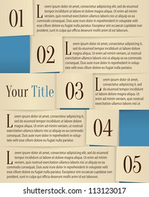 Vector paper progress background / product choice or versions with numbers and description
