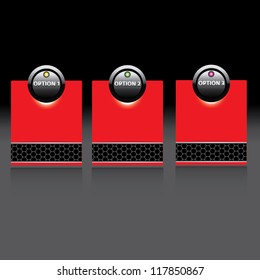 Vector Paper Progress background / product choice or versions. metallic background. black and red glossy metallic banner set.