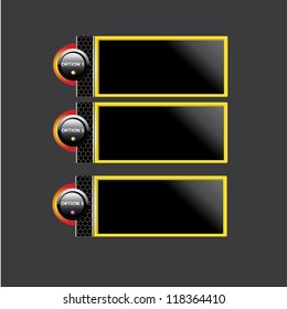 Vector Paper Progress background / product choice or versions. metallic background. black and orange glossy metallic banner set.