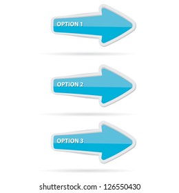 Vector Paper Progress background / product choice or versions. Glossy blue design elements. glass blue arrows set