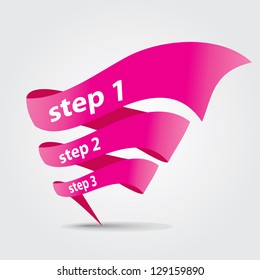 Vector Paper Progress background / product choice or versions. vector pink origami ribbon banner.