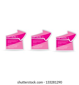 Vector Paper Progress background / product choice or versions. Glossy pink design elements. pink arrow