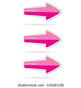 Vector Paper Progress background / product choice or versions. Glossy pink design elements. pink arrow