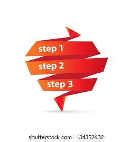 Vector Paper Progress background / product choice or versions. vector red origami ribbon banner.