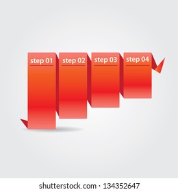 Vector Paper Progress background / product choice or versions. vector red origami ribbon banner.