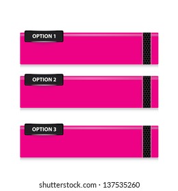 Vector Paper Progress background / product choice or versions. Glossy pink design elements. pink arrow