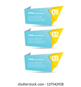Vector Paper Progress background / product choice or versions. abstract blue and orange vector banner. blue and orange website background. blue and orange square vector banners set.