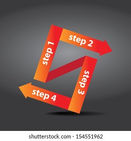 Vector Paper Progress background / product choice or versions. vector red origami ribbon banner on black background.