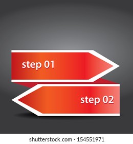 Vector Paper Progress background / product choice or versions. vector red origami ribbon banner on black background.