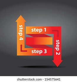 Vector Paper Progress background / product choice or versions. vector red origami ribbon banner on black background.