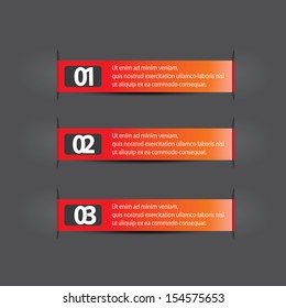 Vector Paper Progress background / product choice or versions. vector red origami ribbon banner on black background.
