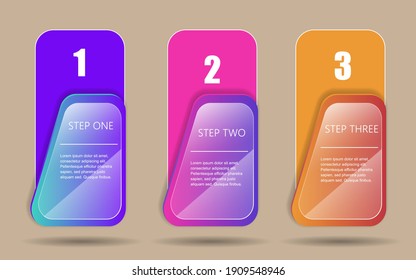 Étapes de progression du papier vectoriel pour le tutoriel. Bannière infographique 3 options. Modèle de bannière numérique pour le diagramme, la présentation ou le graphique. Bannière de séquence de concept d'entreprise.