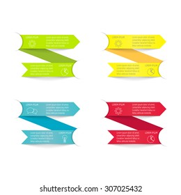 Vector paper progress steps for tutorial. Option infographic banners. Number banners template for diagram, graph, presentation or chart. Business concept sequence banners. EPS10 workflow layout.