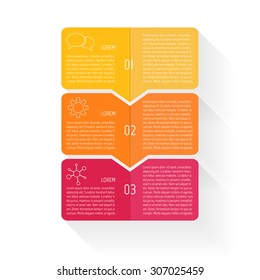 Vector paper progress steps for tutorial. Option infographic banners. Number banners template for diagram, graph, presentation, chart. Business concept sequence banner. EPS10 workflow layout. 3 steps.