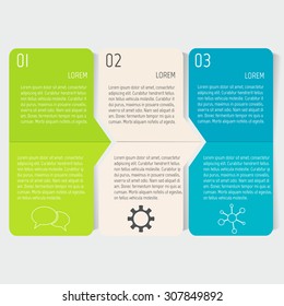 Vector paper progress steps for tutorial.  3 options infographic banner. Number banner template for diagram, graph, presentation or chart. Business concept sequence banners. EPS10 workflow layout.