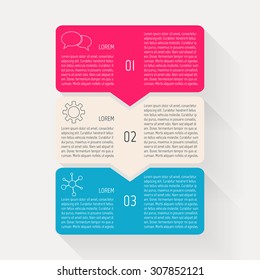 Vector paper progress steps for tutorial. Option infographic banners. Number banners template for diagram, graph, presentation, chart. Business concept sequence banner. EPS10 workflow layout. 3 steps.