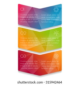 Vector paper progress steps for tutorial. 3 options infographic banner. Number banners template for diagram, graph, presentation or chart. Business concept sequence banners. EPS10 workflow layout.