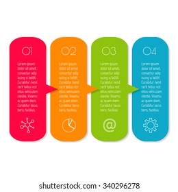 Vector paper progress steps for tutorial. 4 options infographic banner. Number banner template for diagram, graph, presentation or chart. Business concept sequence banner. EPS10 workflow layout.