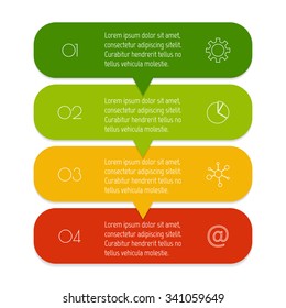 Vector paper progress steps for tutorial. 4 options infographic banner. Number banner template for diagram, graph, presentation or chart. Business concept sequence banner. EPS10 workflow layout.
