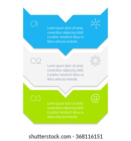 Vector Paper Progress Steps For Tutorial. 3 Options Infographic Banner. Number Banner Template For Diagram, Presentation Or Chart. Business Concept Sequence Banner. EPS10 Vertical Workflow Layout.