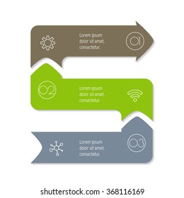 Vector paper progress steps for tutorial. 3 options infographic banner. Number banner template for diagram, presentation or chart. Business concept sequence banner. Vertical arrow workflow layout.