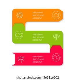 Vector paper progress steps for tutorial. 3 options infographic banner. Number banner template for diagram, presentation or chart. Business concept sequence banner. Vertical arrow workflow layout.