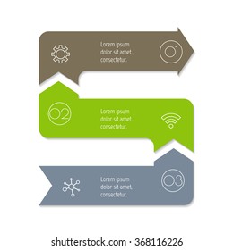 Vector paper progress steps for tutorial. 3 options infographic banner. Number banner template for diagram, presentation or chart. Business concept sequence banner. Vertical arrow workflow layout.
