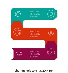 Vector paper progress steps for tutorial. 3 options infographic banner. Number banner template for diagram, presentation or chart. Business concept sequence banner. Vertical arrow workflow layout.