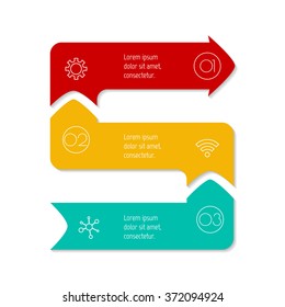 Vector paper progress steps for tutorial. 3 options infographic banner. Number banner template for diagram, presentation or chart. Business concept sequence banner. Vertical arrow workflow layout.