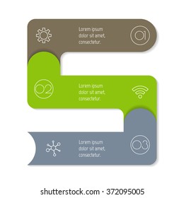 Vector paper progress steps for tutorial. 3 options infographic banner. Number banner template for diagram, presentation or chart. Business concept sequence banner. Vertical arrow workflow layout.