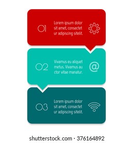 Vector paper progress steps for tutorial. 3 options infographic banner. Number banner template for diagram, presentation or chart. Business concept sequence banner. EPS10 vertical workflow layout.