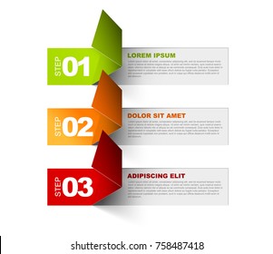 Vector Paper Progress template with three steps