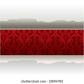 Vector paper with a red baroque background
