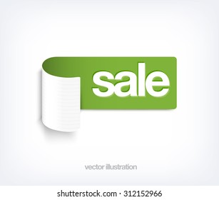 Vector paper ribbon sticker with curl - Sale
