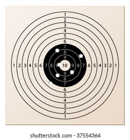 Vector Paper Rifle Target With Bullet Holes