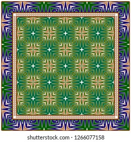 Vector Paper For Scrapbook. Luxury Texture For Wallpaper, Invitation. Geometric Zigzag Ornament. Green, brown color.