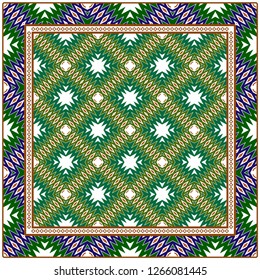 Vector Paper For Scrapbook. Luxury Texture For Wallpaper, Invitation. Geometric Zigzag Ornament. Green, brown color.
