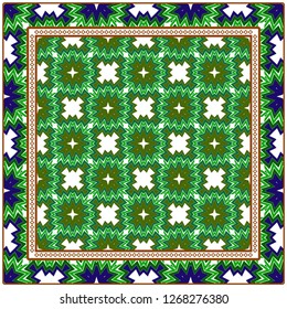Vector Paper For Scrapbook. Luxury Texture For Wallpaper, Invitation. Geometric Zigzag Ornament. Green, brown color.
