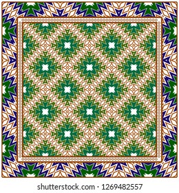 Vector Paper For Scrapbook. Luxury Texture For Wallpaper, Invitation. Geometric Zigzag Ornament. Green, brown color.