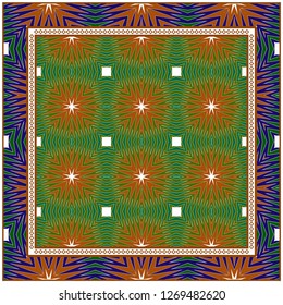 Vector Paper For Scrapbook. Luxury Texture For Wallpaper, Invitation. Geometric Zigzag Ornament. Green, brown color.