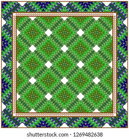 Vector Paper For Scrapbook. Luxury Texture For Wallpaper, Invitation. Geometric Zigzag Ornament. Green, brown color.